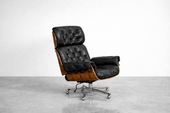 Image 1 of Vintage Mid-Century Modern Swiss Leather&Bentwood Lounge Chair by Martin Stoll for Giroflex, 1960s