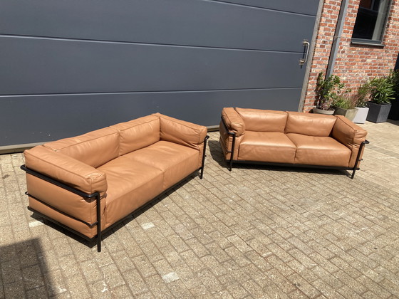 Image 1 of 2x Original Cassina Le Corbusier LC3 Cognac-Camel/Black As Good As New!!!