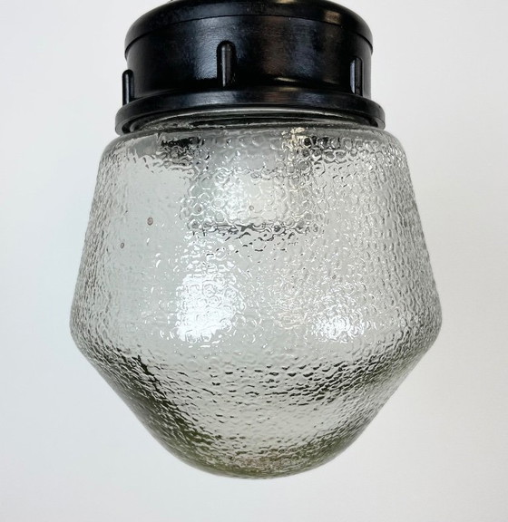 Image 1 of Industrial Bakelite Pendant Light With Frosted Glass, 1970s