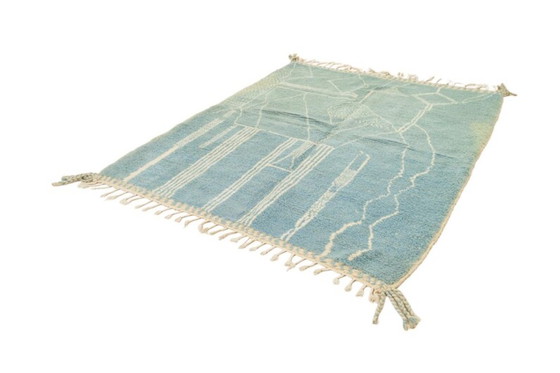 Image 1 of Luxuriöser marokkanischer Beni-Ourain-Teppich aus edler Wolle – Handgeknüpfter geometrischer marokkanischer Teppich