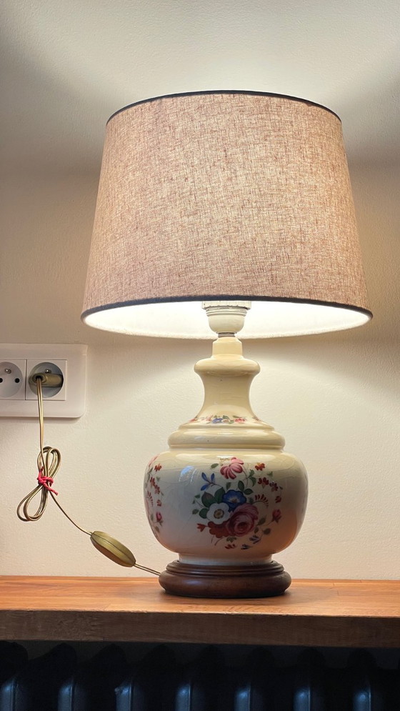 Ceramic Lamp Wooden Base Vintage – Table lamps, Canvas (photo 14 of 27)