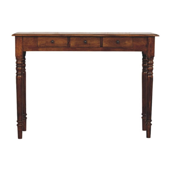 Mangoholz Konsolentisch Chestnut – 3 Schubladen & Gedrechselte Beine – Artisan, Beistelltische, Wood (photo 2 of 9)