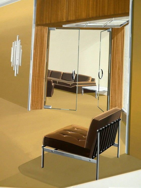 Paul Séjournant, Interior, 1970s, Original Gouache – Paintings & Drawings (photo 3 of 7)