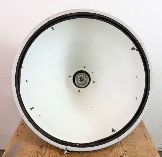 Image 1 of Large Industrial Black Enamel Factory Lamp with Glass Cover, 1960s
