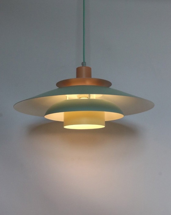 Image 1 of Lampada a sospensione danese vintage in colori pastello, stile retrò metà secolo
