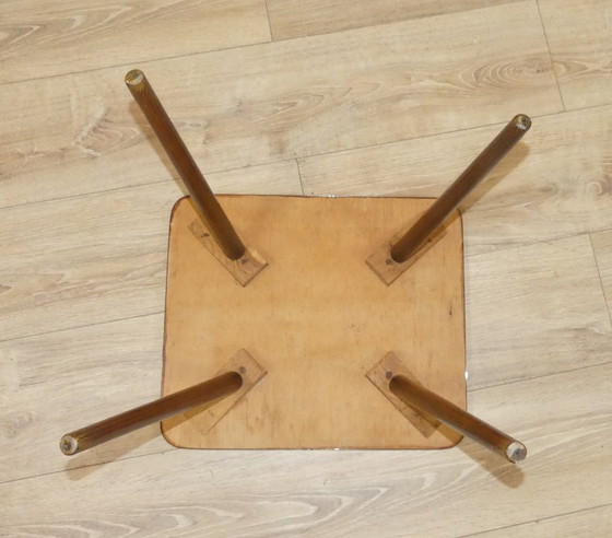 Image 1 of vintage 60er Jahre Beistelltisch XL Blumenhocker Holzoptik hell eckig 42x38 H42 Cocktailtisch mid century retro Tisch side table