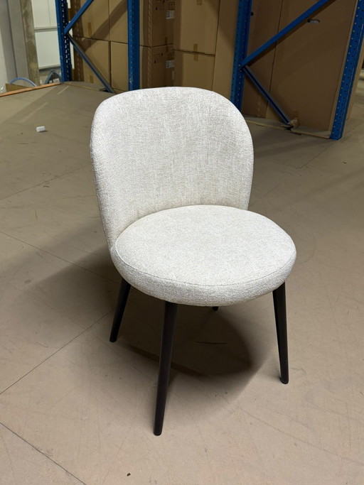 4 Stühle Beiger Stoff Und Schwarze Beine – eetkamerstoelen, Wood