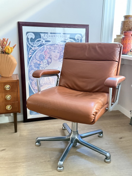 Poltrona da ufficio o sedia da ufficio in pelle vintage Girsberger