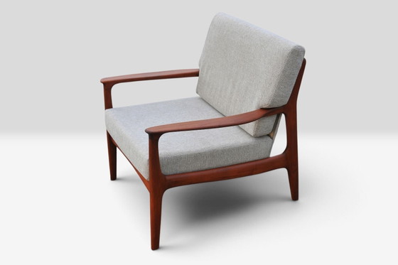 Canapé vintage en teck Eugen Schmidt Soloform et 2 fauteuils – Sofas, Bois, Textile (photo 10 of 13)