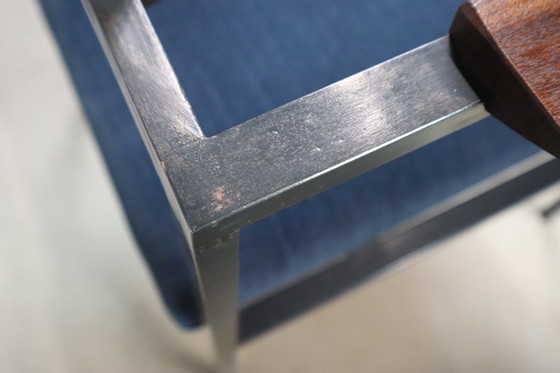 Image 1 of  Pair of Postmodern armchairs in steel and mahogany, 1970s