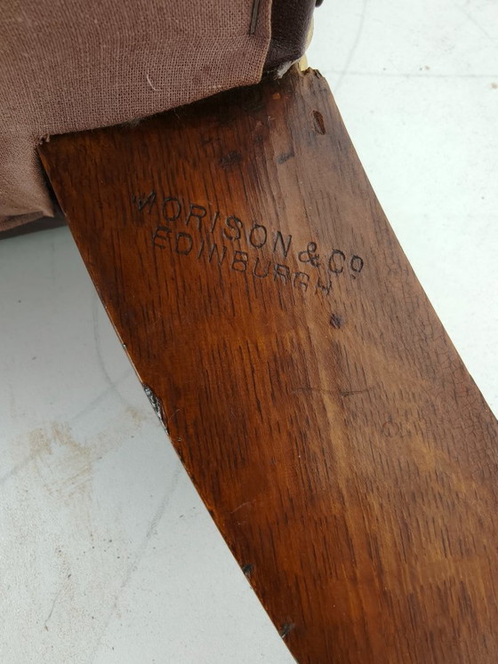 Pair of Antique Library Chairs - Original William Morris & Co Edinburgh Stamped Armchairs – Leather (photo 15 of 18)