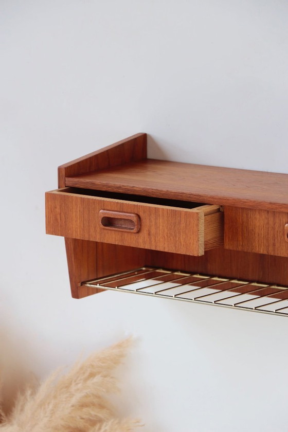 Image 1 of Vintage Swedish teak wall console – 1950s design