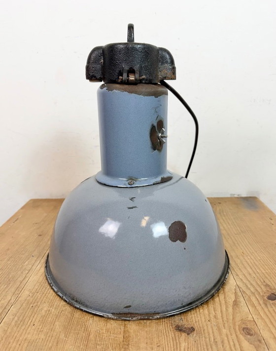 Image 1 of Industrial Grey Enamel Bauhaus Pendant Lamp, 1930s