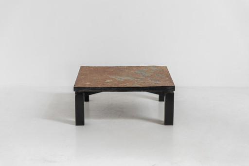 Table basse brutaliste en ardoise norvégienne, années 1970