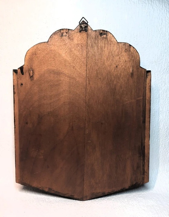 Image 1 of (W020) Magnifique miroir de couloir ancien avec brosses à vêtements et inscription – vers 1930-1950