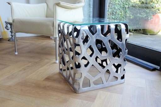 Italian aluminum design side table - very nice