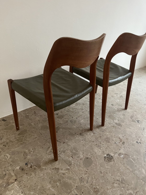 Image 1 of Sedie da pranzo danesi Mid-Century - Coppia Niels Otto Møller, modello 71, per J.L. Møllers Møbelfabrik