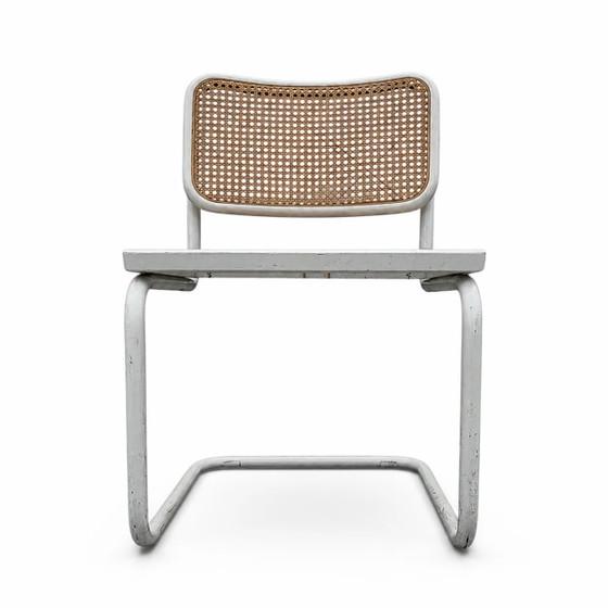 4 x chaise cantilever blanche Cesca de Marcel Breuer modèle B32 / Bauhaus années 70 / fabriquée en Italie (photo 5 of 9)