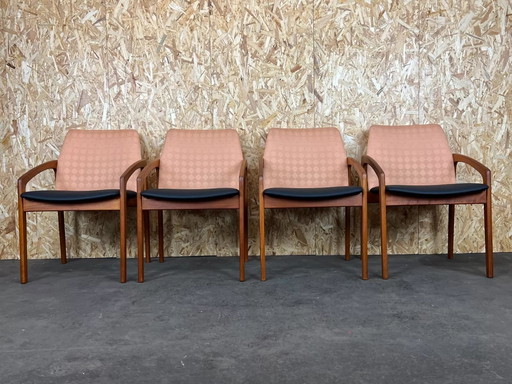 4x 60's 70's Teak Dining Chair Henning Kjaernulf Korup Stolefabric Mod. 23