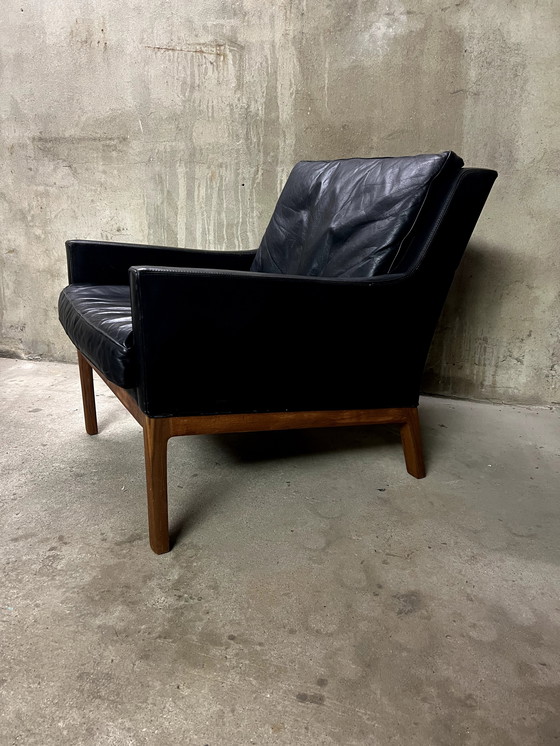 Image 1 of 2X Fauteuil en cuir V. Kai Lyngfeldt Larsen / Soren Willadsen Années 60Er-70Er