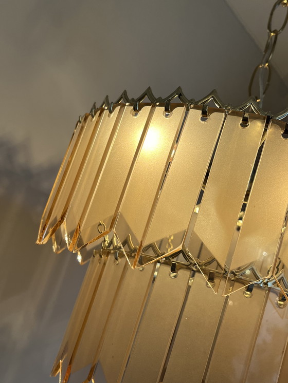 Image 1 of Vintage 60’s Glazen Panelen Platen Hanglamp Kristal