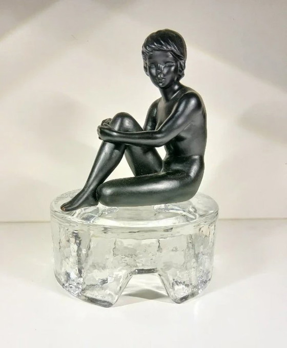 Vintage Georgshütte Rechaud / Pedestal / Tea Light Holder / Fire and Ice Glass, Candle holders, Transparent (photo 5 of 8)