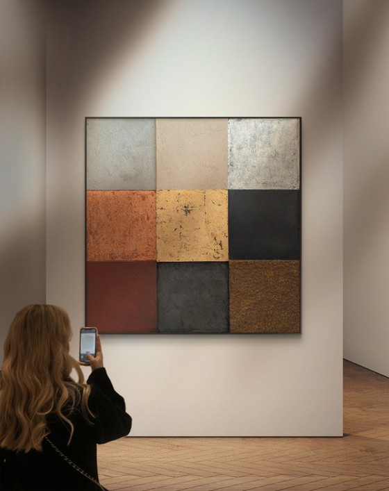 Image 1 of Concrete & Gold Composition 120 x 120 cm