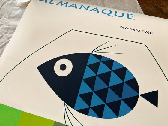 Image 1 of Almanaque febbraio 1960, del disegnatore portoghese Sebastião Rodrigues - Poster 50×70 cm