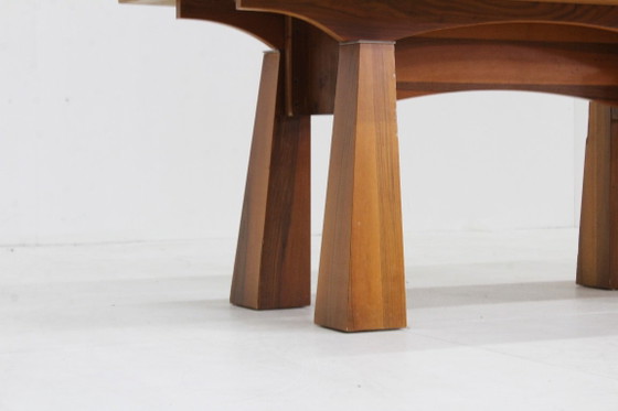 Vintage dining Table 1960s Italy, Eettafels, Hout, Bruin, 1970 (foto 9 van 9)