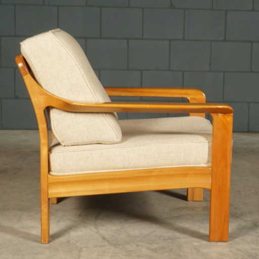 Vintage Danish Armchair – Walnut – 1960s – fauteuils, Textile (photo 2 of 12)