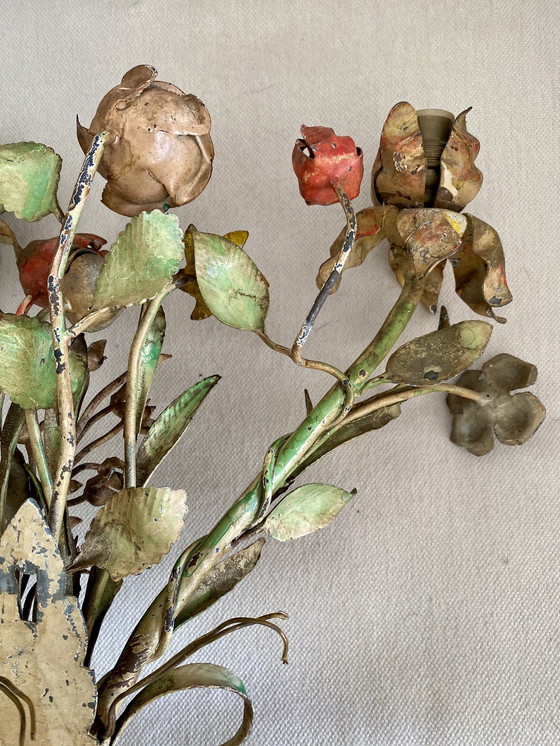 Image 1 of Zweilichtige Wandleuchte Blumen Frankreich Plm. 1925