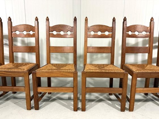 Rustieke Eiken Razor Back Eetkamerstoelen 1960’s – Wicker (photo 6 of 18)