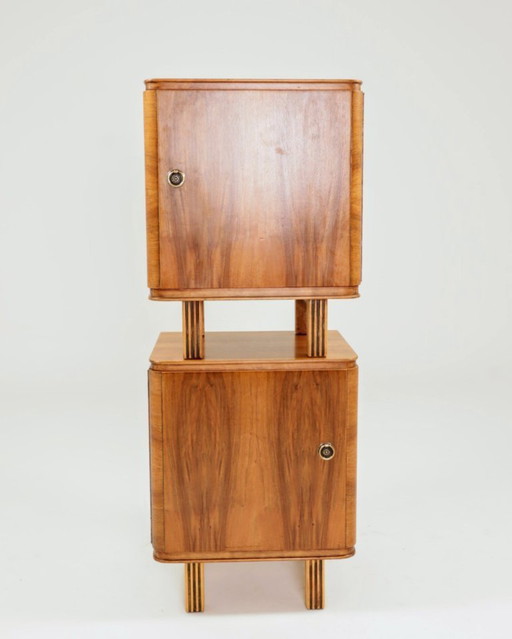 Vintage pair of nightstands mid century modern design walnut wood 1960