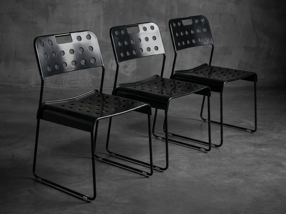 4 Original Vintage Black Omstak Chairs by Rodney Kinsman (Black Frame) – Bieffeplast, Dining chairs, Metal (photo 9 of 21)