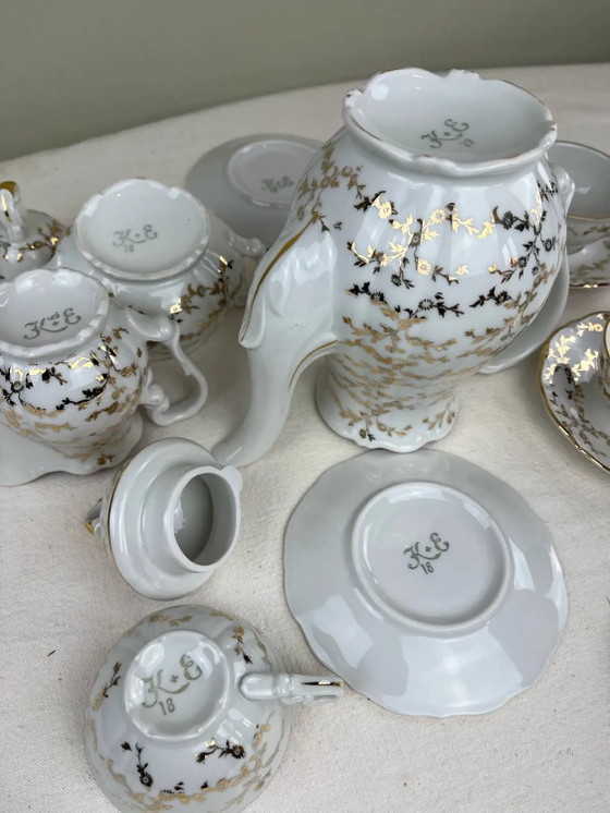 Servizio da caffè antico in porcellana fine dorata – per 6 persone – Vintage – Stoviglie, Porcelain, Gold (photo 16 of 16)