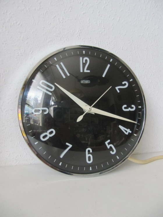 Vintage Wandklok Klok Metamec Jaren 70 – Klokken, Glass, Metal (photo 5 of 5)