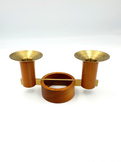 Danish Design Candlestick Teak and Brass