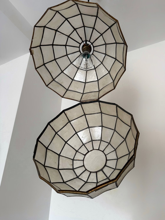 Image 1 of Mother-of-pearl and brass spherical suspension from the 60s