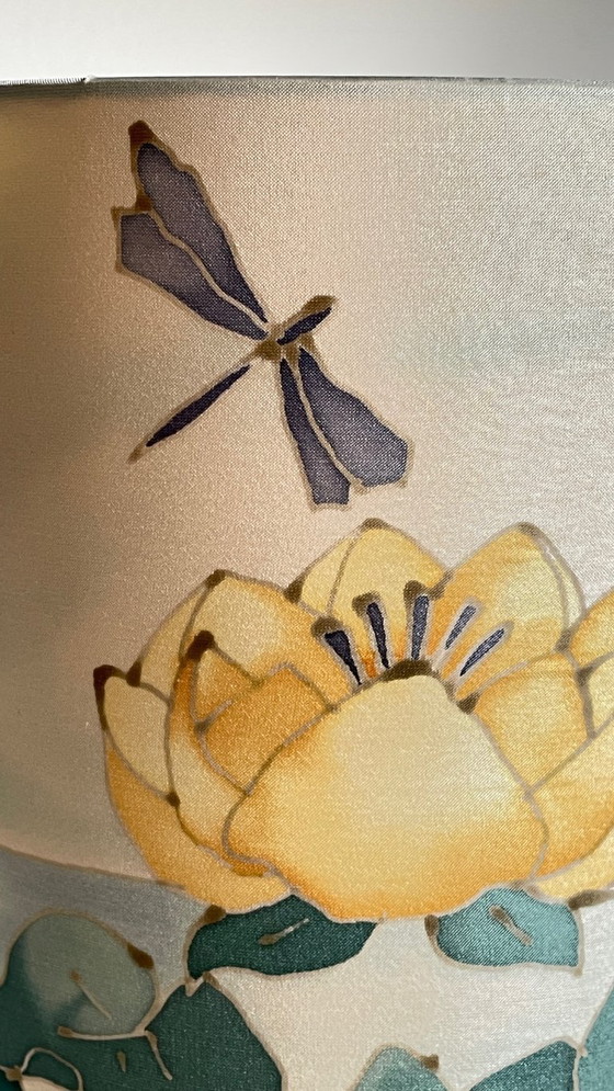 Image 1 of Vintage Ceramic and Silk Lamp