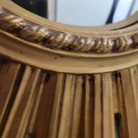 Image 1 of Grote spiegel met zonnestralenmotief, gouden heksenoog, vintage