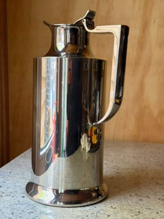 Large Vintage Balzano Laufen Stainless Steel Pitcher | Tall MCM Insulated Carafe | Mirror Polish 18/10 (photo 7 of 27)