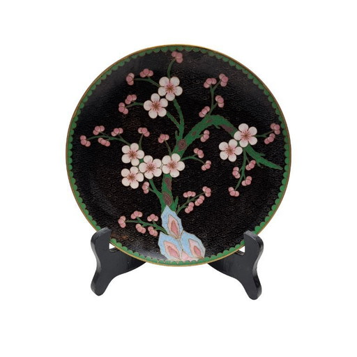 Assiette cloisonnée vintage unique