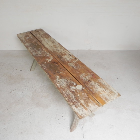 Image 1 of Grande table pliante, table à bière Biere Amos Metz, années 1930