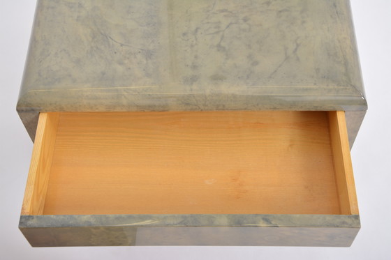 Image 1 of Mid-Century Modern Bedside Tables Made of Lacquered Goat Skin by Aldo Tura
