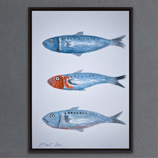 Signed sketch. Sardine theme