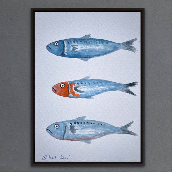 Image 1 of Signed sketch. Sardine theme