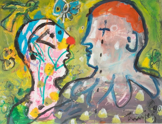 Image 1 of Composición figurativa: dos cabezas / “Payasos”