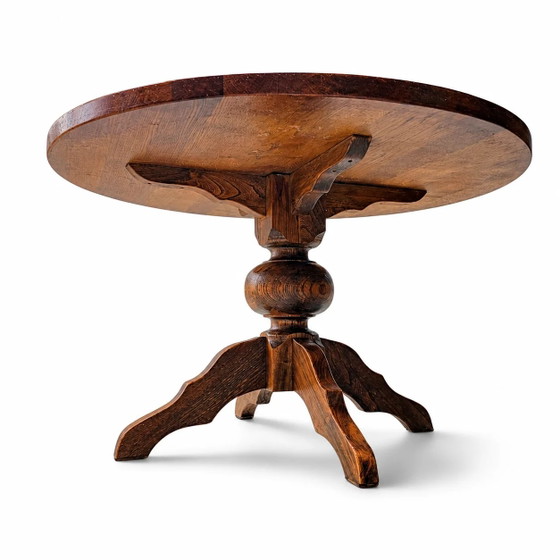 Mesa de comedor de roble macizo / también conocida como mesa de monasterio / con un robusto pedestal (photo 13 of 13)