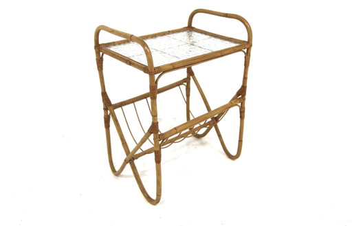 Skandinavischer Beistelltisch aus Rattan, Schweden, 1960