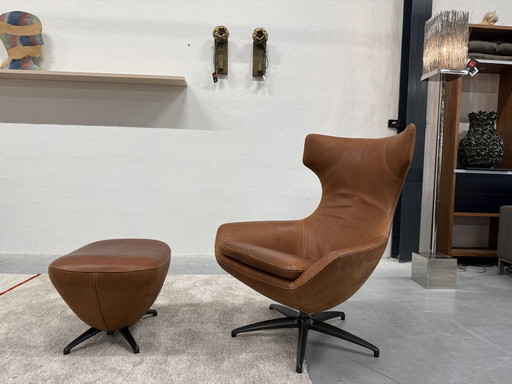 Leolux Caruzzo Relaxfauteuil met poef Danza leer